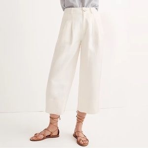 Linen Wide-Leg Pants, Cream 8